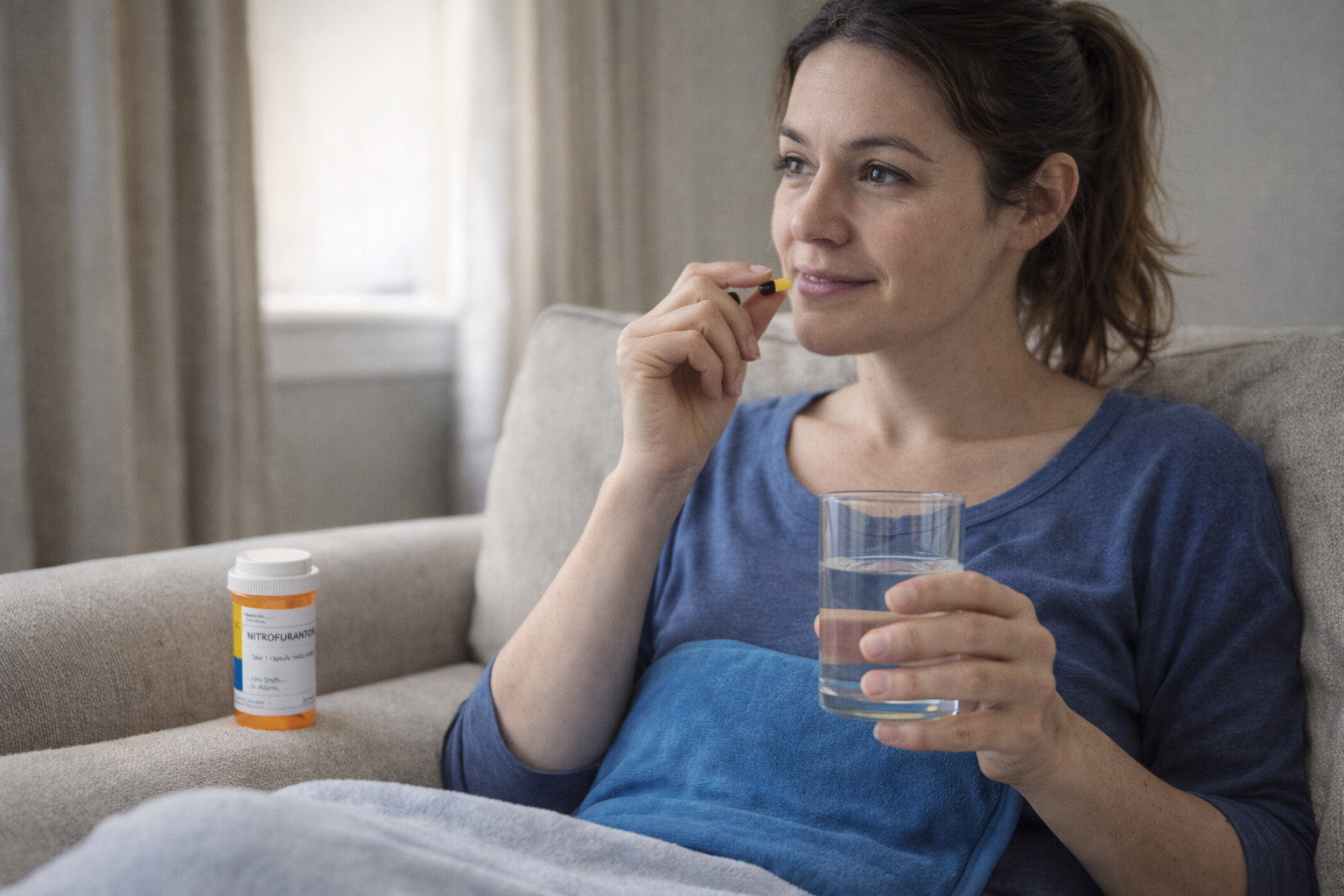 Timeline graphic showing UTI symptom relief after antibiotics